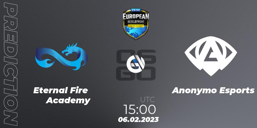 Eternal Fire Academy contre Anonymo Esports : prédiction de match. 12.02.23. CS2 (CS:GO), European Development Championship 7 Closed Qualifier