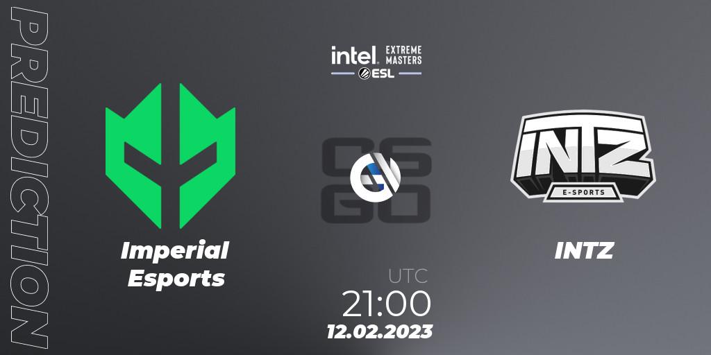 Imperial Esports contre INTZ : prédiction de match. 12.02.2023 at 20:35. Counter-Strike (CS2), IEM Brazil Rio 2023 South America Open Qualifier 2