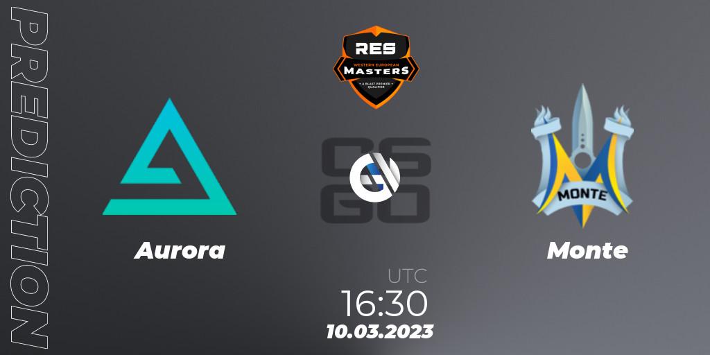 Aurora contre Monte : prédiction de match. 10.03.2023 at 16:05. Counter-Strike (CS2), RES Eastern European Masters: Spring 2023