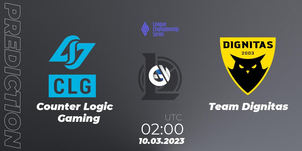 Counter Logic Gaming contre Team Dignitas : prédiction de match. 10.03.23. LoL, LCS Spring 2023 - Group Stage