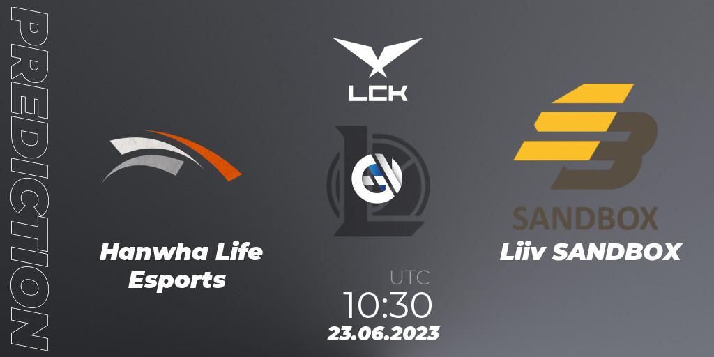 Hanwha Life Esports contre Liiv SANDBOX : prédiction de match. 23.06.2023 at 10:30. LoL, LCK Summer 2023 Regular Season