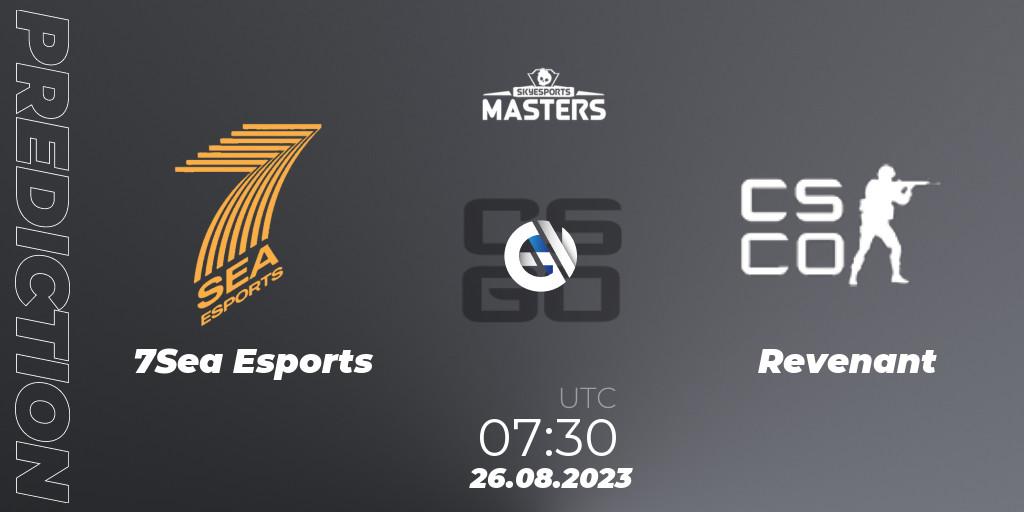 7Sea Esports contre Revenant (Indian team) : prédiction de match. 26.08.2023 at 06:10. Counter-Strike (CS2), Skyesports Masters 2023 Finals