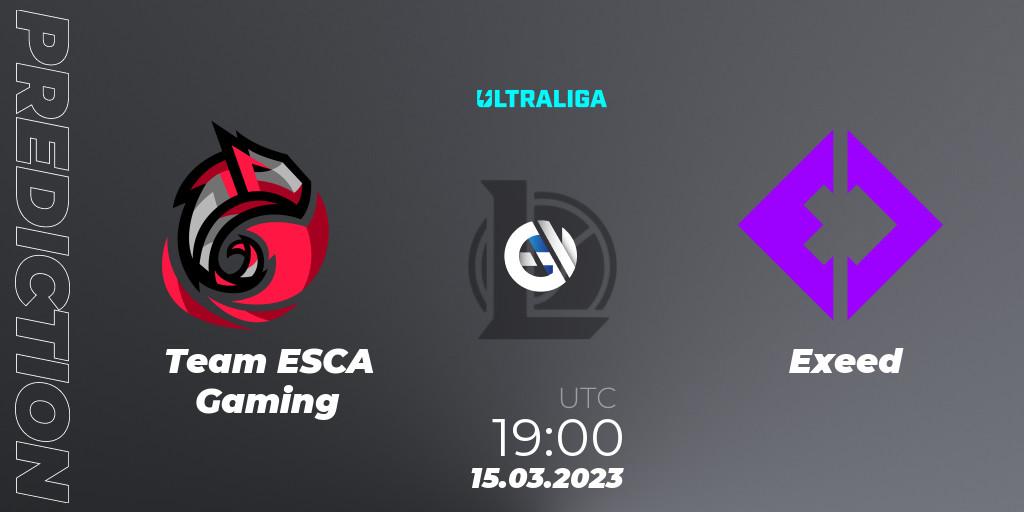 Team ESCA Gaming contre Exeed : prédiction de match. 08.03.2023 at 19:00. LoL, Ultraliga Season 9 - Group Stage