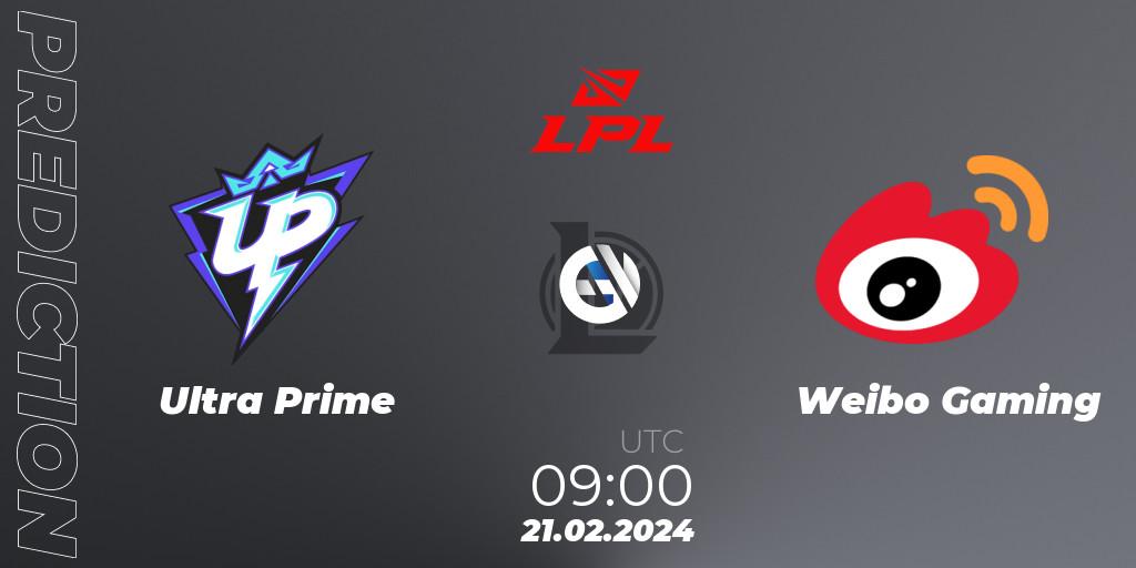 Ultra Prime contre Weibo Gaming : prédiction de match. 21.02.24. LoL, LPL Spring 2024 - Group Stage