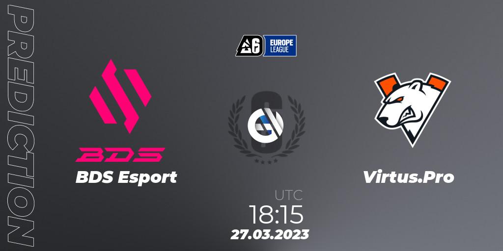 BDS Esport contre Virtus.Pro : prédiction de match. 27.03.23. Rainbow Six, Europe League 2023 - Stage 1