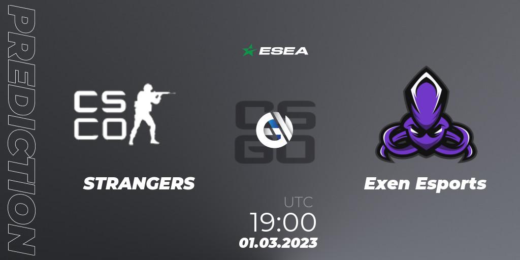 STRANGERS contre Exen Esports : prédiction de match. 04.03.2023 at 19:00. Counter-Strike (CS2), ESEA Season 44: Advanced Division - Europe