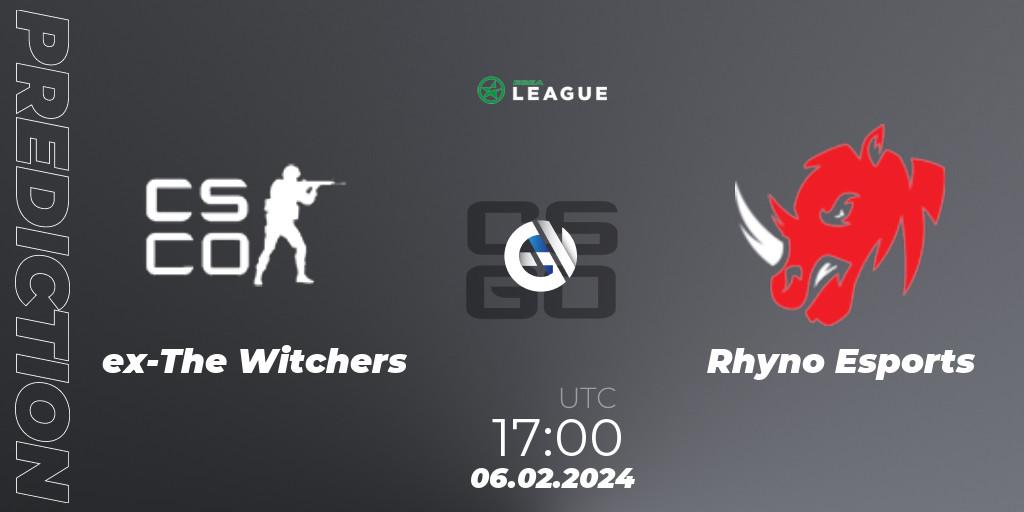 ex-The Witchers contre Rhyno Esports : prédiction de match. 06.02.2024 at 17:00. Counter-Strike (CS2), ESEA Season 48: Advanced Division - Europe