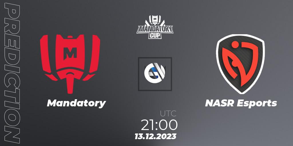 Mandatory contre NASR Esports : prédiction de match. 13.12.23. VALORANT, Mandatory Cup #3