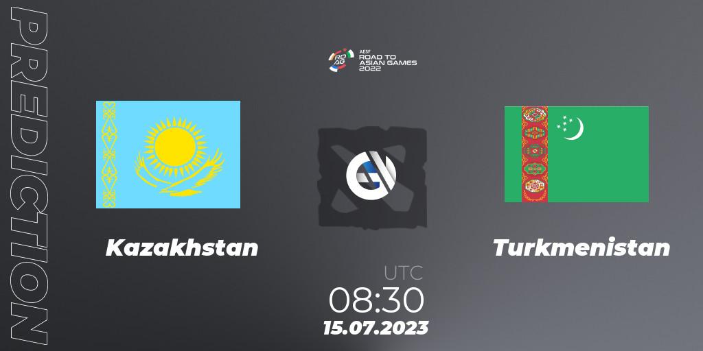 Kazakhstan contre Turkmenistan : prédiction de match. 15.07.2023 at 08:30. Dota 2, 2022 AESF Road to Asian Games - Central Asia