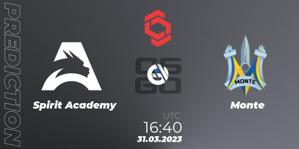 Spirit Academy contre Monte : prédiction de match. 31.03.23. CS2 (CS:GO), CCT Central Europe Series #5