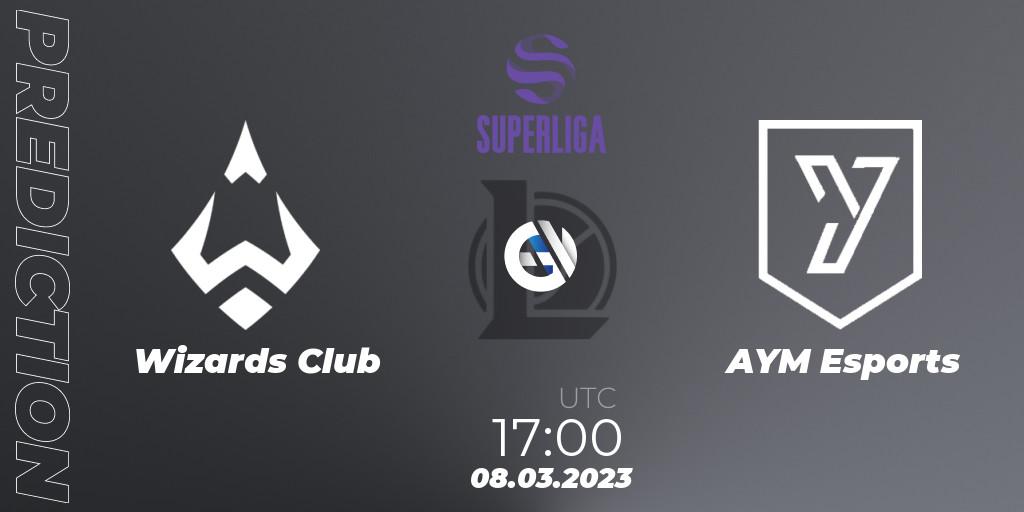 Wizards Club contre AYM Esports : prédiction de match. 08.03.2023 at 17:00. LoL, LVP Superliga 2nd Division Spring 2023 - Group Stage