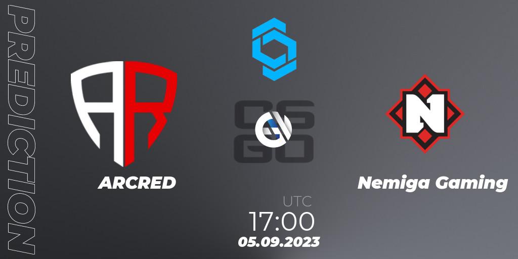 ARCRED contre Nemiga Gaming : prédiction de match. 05.09.2023 at 17:00. Counter-Strike (CS2), CCT East Europe Series #2: Closed Qualifier