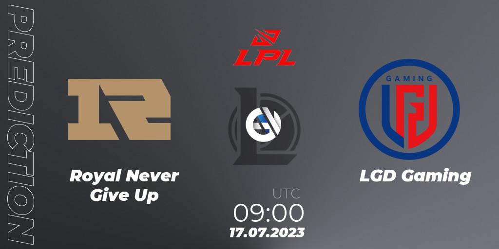 Royal Never Give Up contre LGD Gaming : prédiction de match. 17.07.23. LoL, LPL Summer 2023 Regular Season