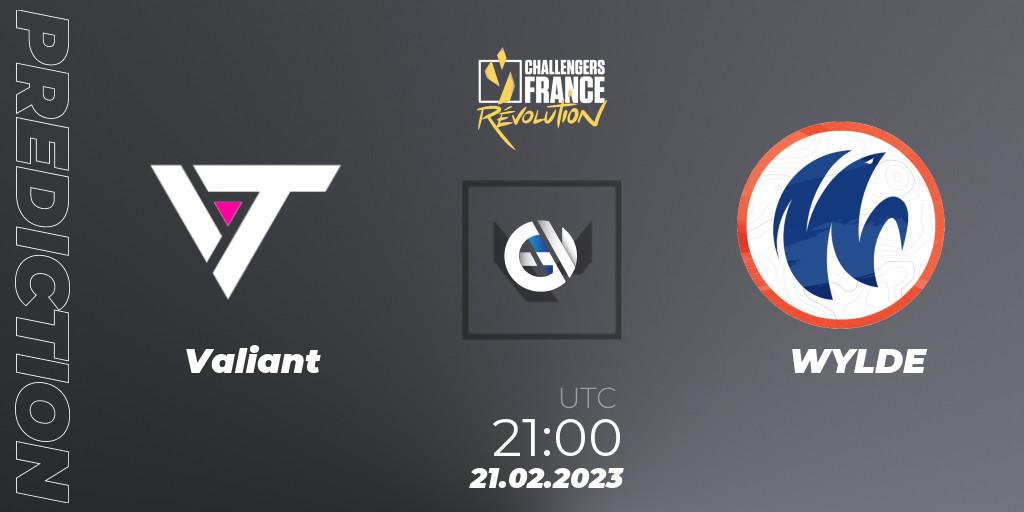 Valiant contre WYLDE : prédiction de match. 21.02.2023 at 21:00. VALORANT, VALORANT Challengers 2023 France: Revolution Split 1