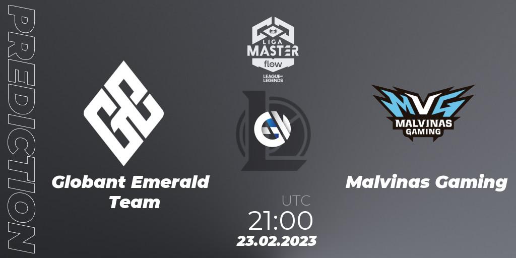 Globant Emerald Team contre Malvinas Gaming : prédiction de match. 23.02.2023 at 21:00. LoL, Liga Master Opening 2023 - Group Stage