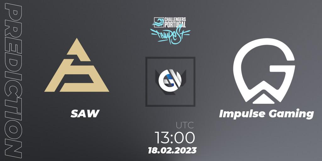 SAW contre Impulse Gaming : prédiction de match. 18.02.2023 at 13:00. VALORANT, VALORANT Challengers 2023 Portugal: Tempest Split 1