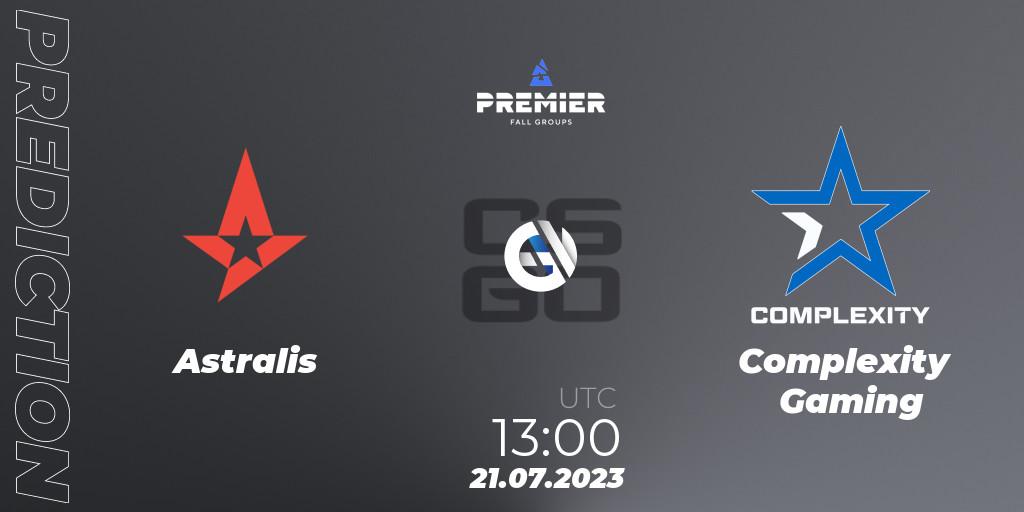Astralis contre Complexity Gaming : prédiction de match. 21.07.2023 at 13:00. Counter-Strike (CS2), BLAST Premier Fall Groups 2023