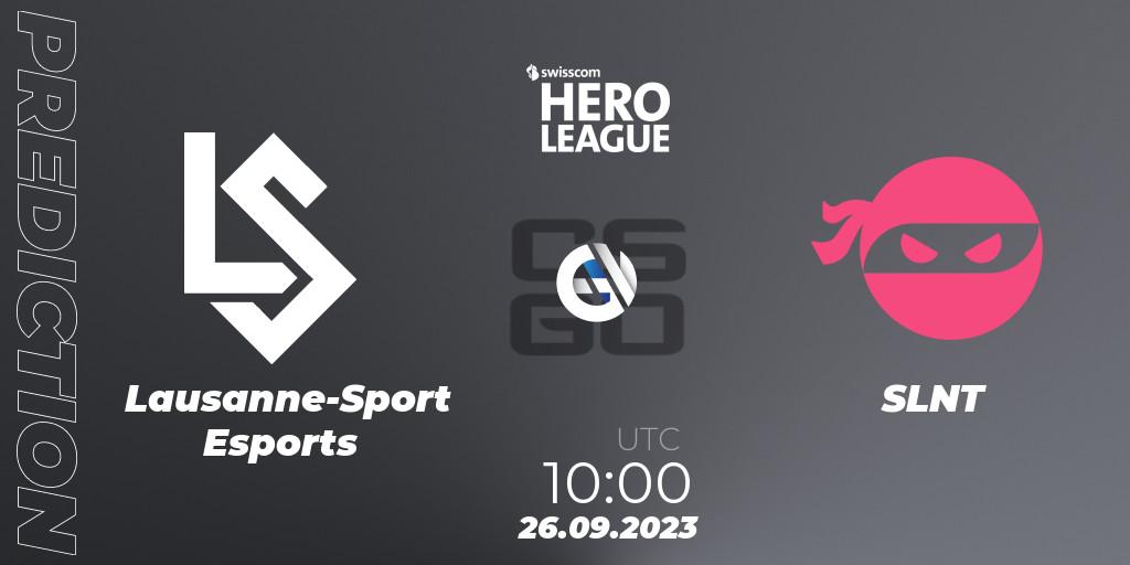 Lausanne-Sport Esports contre SLNT : prédiction de match. 26.09.2023 at 17:00. Counter-Strike (CS2), Swisscom Hero League Fall 2023