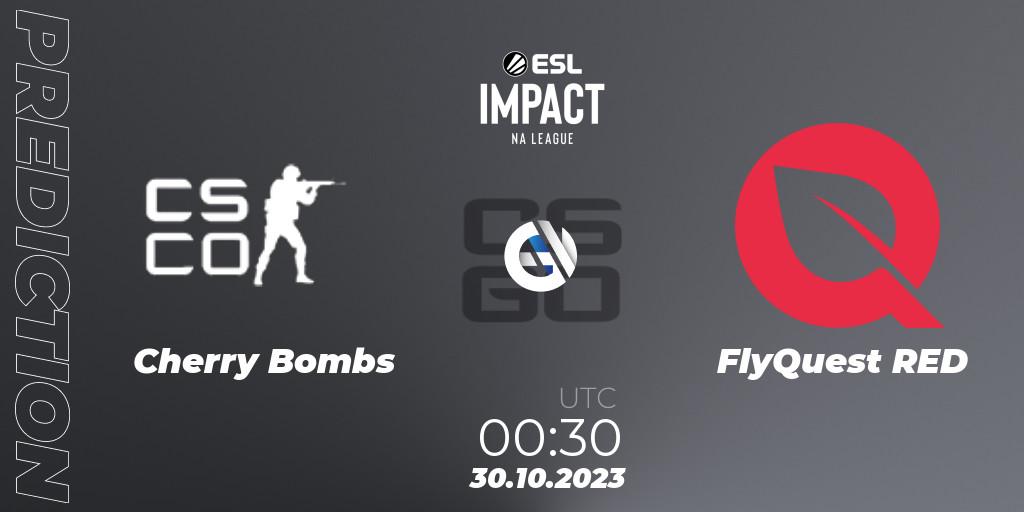 Cherry Bombs contre FlyQuest RED : prédiction de match. 29.10.2023 at 23:30. Counter-Strike (CS2), ESL Impact League Season 4: North American Division