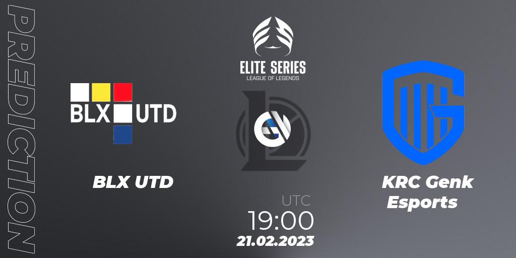 BLX UTD contre KRC Genk Esports : prédiction de match. 21.02.2023 at 19:00. LoL, Elite Series Spring 2023 - Group Stage