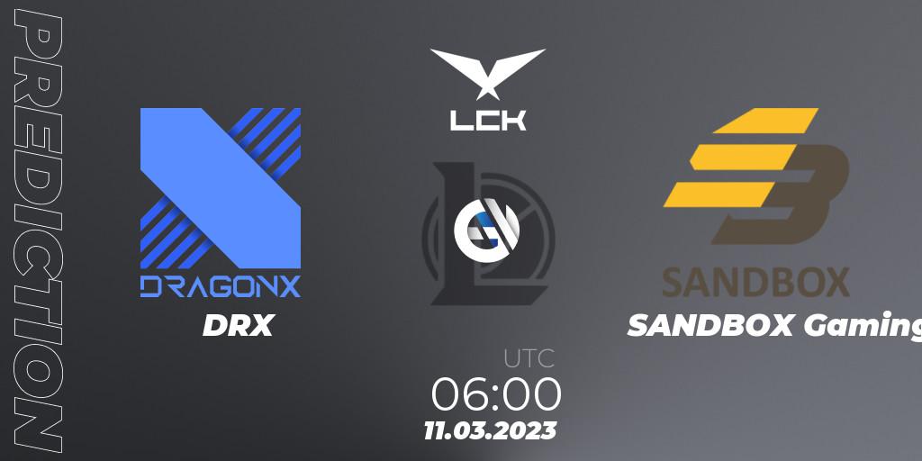 DRX contre SANDBOX Gaming : prédiction de match. 11.03.23. LoL, LCK Spring 2023 - Group Stage