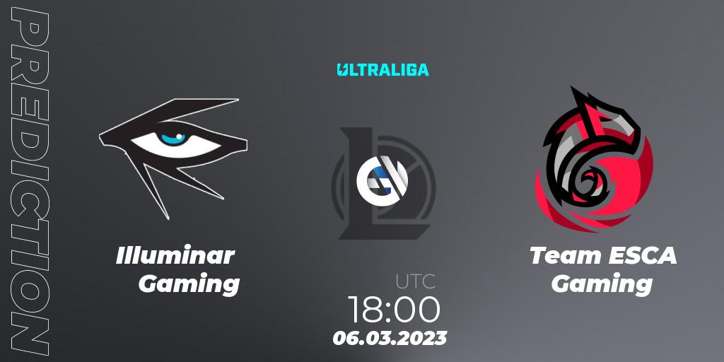 Illuminar Gaming contre Team ESCA Gaming : prédiction de match. 06.03.2023 at 18:00. LoL, Ultraliga Season 9 - Group Stage