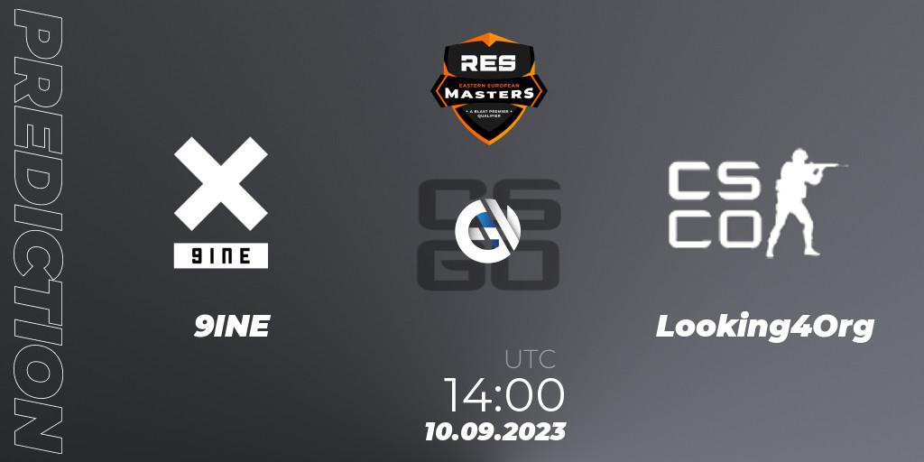 9INE contre Looking4Org : prédiction de match. 10.09.2023 at 14:00. Counter-Strike (CS2), RES Western European Masters: Fall 2023
