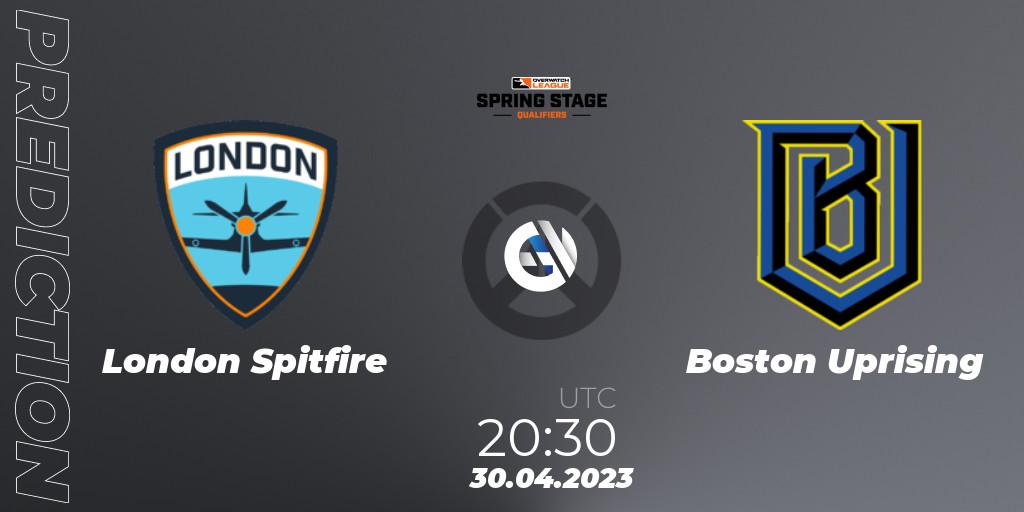 London Spitfire contre Boston Uprising : prédiction de match. 30.04.2023 at 20:30. Overwatch, OWL Stage Qualifiers Spring 2023 West