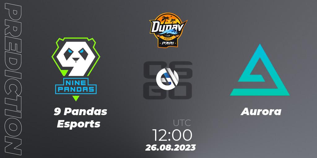 9 Pandas Esports contre Aurora : prédiction de match. 26.08.2023 at 12:00. Counter-Strike (CS2), PARI Dunav Party 2023