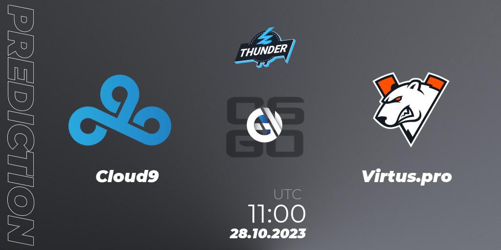 Cloud9 contre Virtus.pro : prédiction de match. 28.10.23. CS2 (CS:GO), Thunderpick CS:GO World Championship 2023