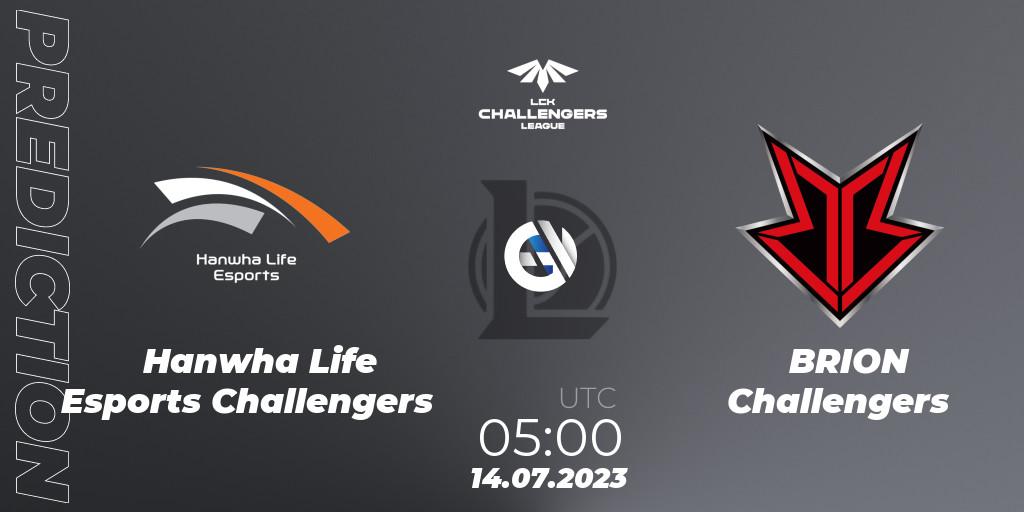 Hanwha Life Esports Challengers contre BRION Challengers : prédiction de match. 14.07.2023 at 05:00. LoL, LCK Challengers League 2023 Summer - Group Stage