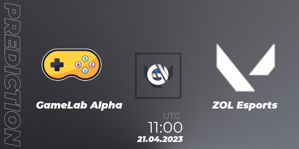 GameLab Alpha contre ZOL Esports : prédiction de match. 20.04.23. VALORANT, VALORANT Challengers 2023: Philippines Split 2 - Group stage