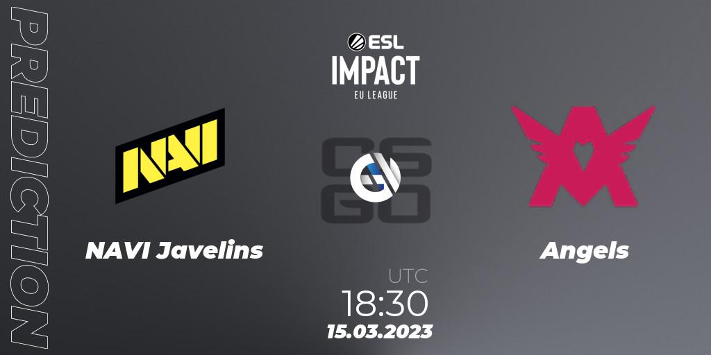 NAVI Javelins contre Angels : prédiction de match. 15.03.2023 at 18:30. Counter-Strike (CS2), ESL Impact League Season 3: European Division