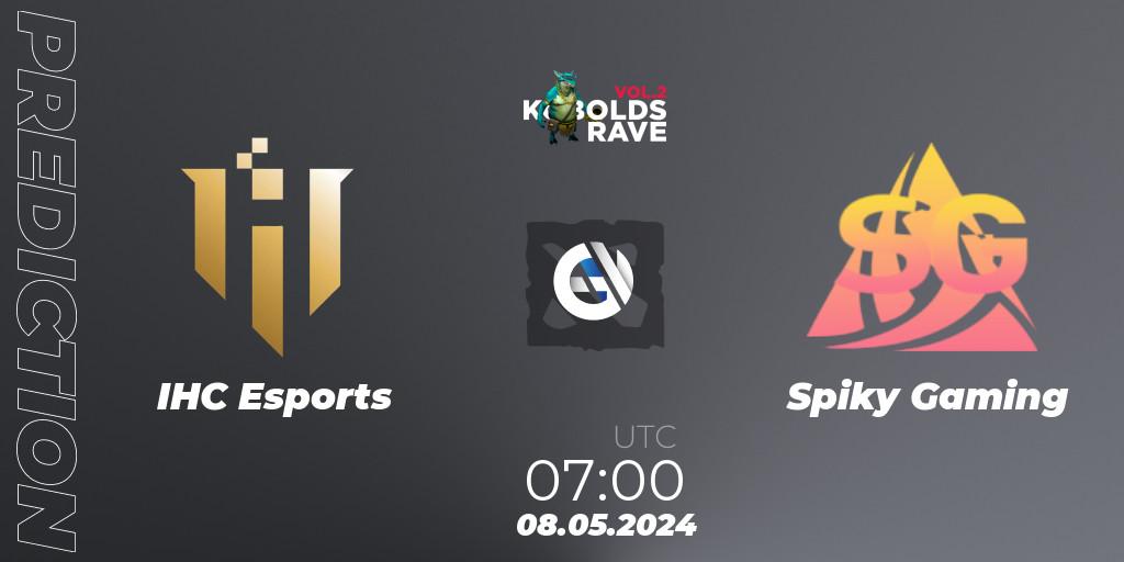 IHC Esports contre Spiky Gaming : prédiction de match. 08.05.2024 at 07:00. Dota 2, Cringe Station Kobolds Rave 2