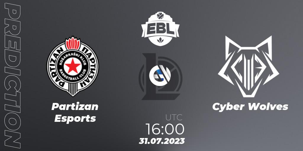 Partizan Esports contre Cyber Wolves : prédiction de match. 31.07.2023 at 16:00. LoL, Esports Balkan League Season 13