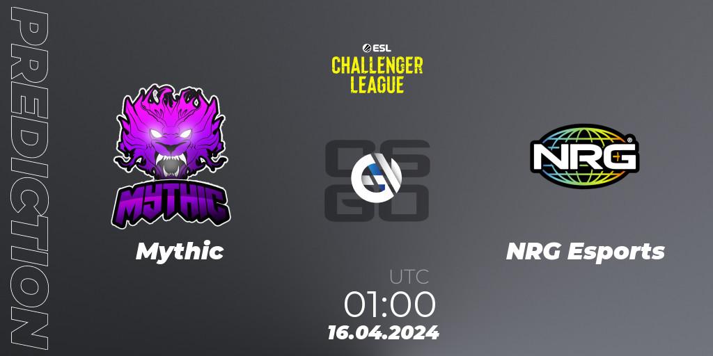 Mythic contre NRG Esports : prédiction de match. 16.04.2024 at 00:55. Counter-Strike (CS2), ESL Challenger League Season 47: North America