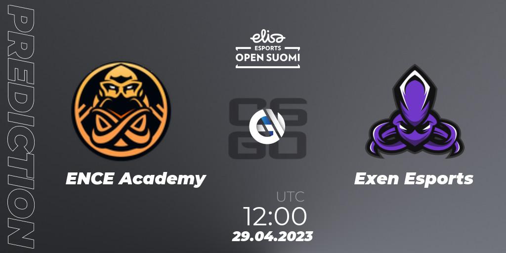 ENCE Academy contre Exen Esports : prédiction de match. 29.04.2023 at 12:00. Counter-Strike (CS2), Elisa Open Suomi Season 5