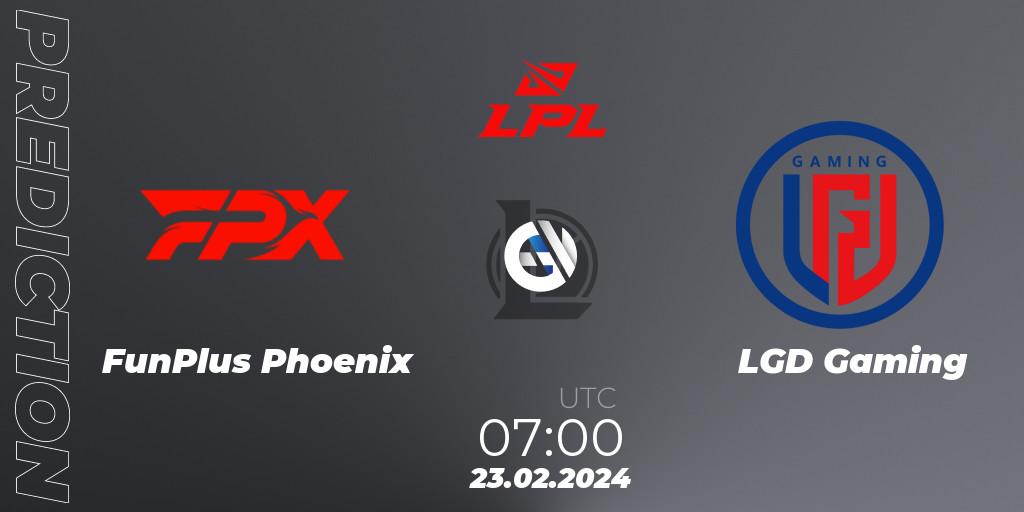 FunPlus Phoenix contre LGD Gaming : prédiction de match. 23.02.24. LoL, LPL Spring 2024 - Group Stage