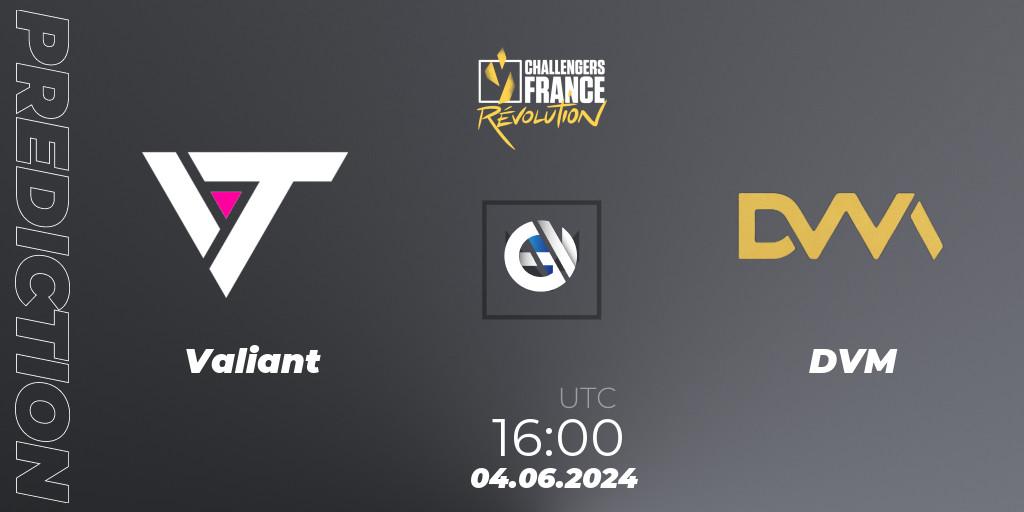 Valiant contre DVM : prédiction de match. 04.06.2024 at 16:00. VALORANT, VALORANT Challengers 2024 France: Revolution Split 2