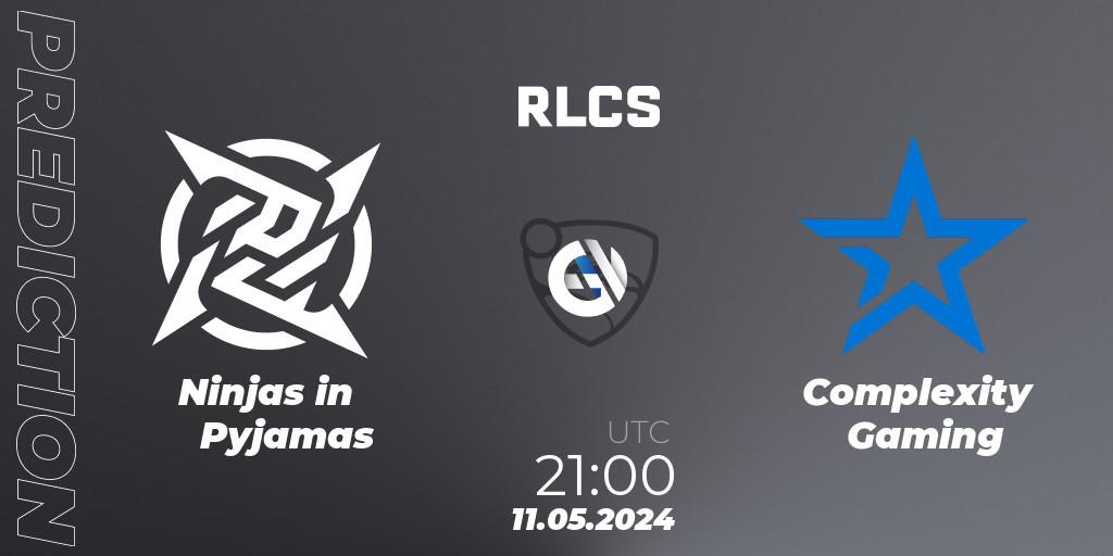 Ninjas in Pyjamas contre Complexity Gaming : prédiction de match. 11.05.2024 at 21:00. Rocket League, RLCS 2024 - Major 2: SAM Open Qualifier 5