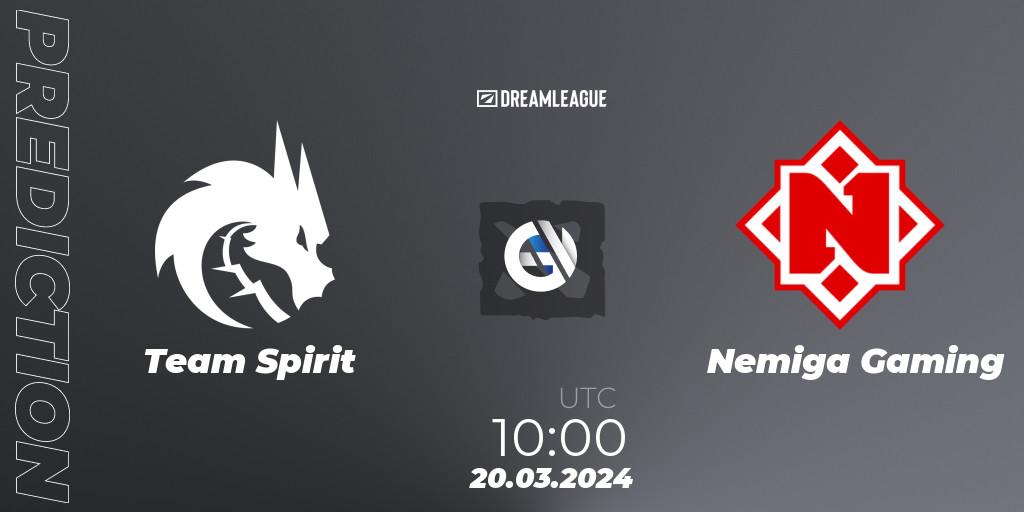 Team Spirit contre Nemiga Gaming : prédiction de match. 20.03.24. Dota 2, DreamLeague Season 23: Eastern Europe Closed Qualifier