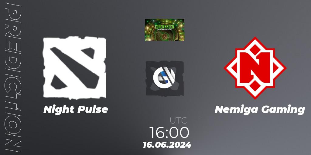 Night Pulse contre Nemiga Gaming : prédiction de match. 16.06.2024 at 16:00. Dota 2, The International 2024: Eastern Europe Closed Qualifier
