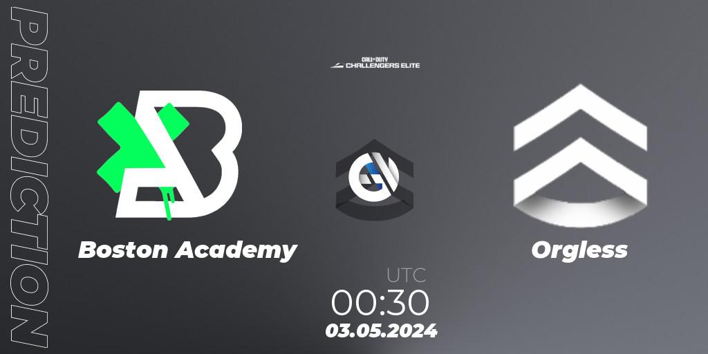 Boston Academy contre Orgless : prédiction de match. 03.05.2024 at 00:30. Call of Duty, Call of Duty Challengers 2024 - Elite 2: NA