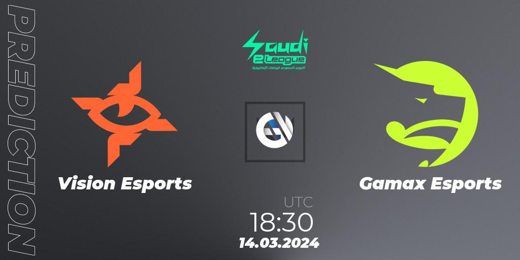 Vision Esports contre Gamax Esports : prédiction de match. 14.03.2024 at 18:30. VALORANT, Saudi eLeague 2024: Major 1