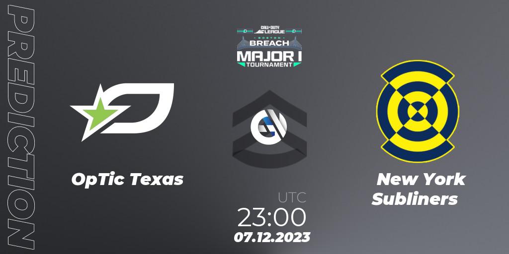 OpTic Texas contre New York Subliners : prédiction de match. 08.12.2023 at 23:30. Call of Duty, Call of Duty League 2024: Stage 1 Major Qualifiers