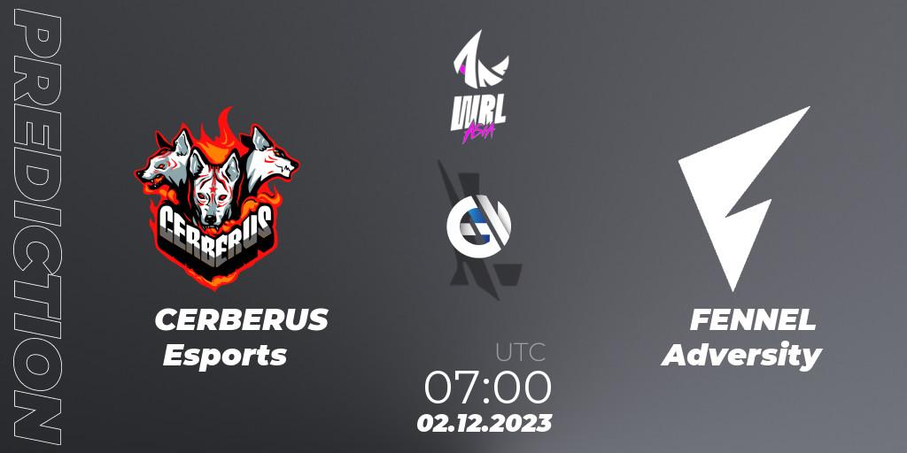 CERBERUS Esports contre FENNEL Adversity : prédiction de match. 02.12.2023 at 07:00. Wild Rift, WRL Asia 2023 - Season 2 - Regular Season