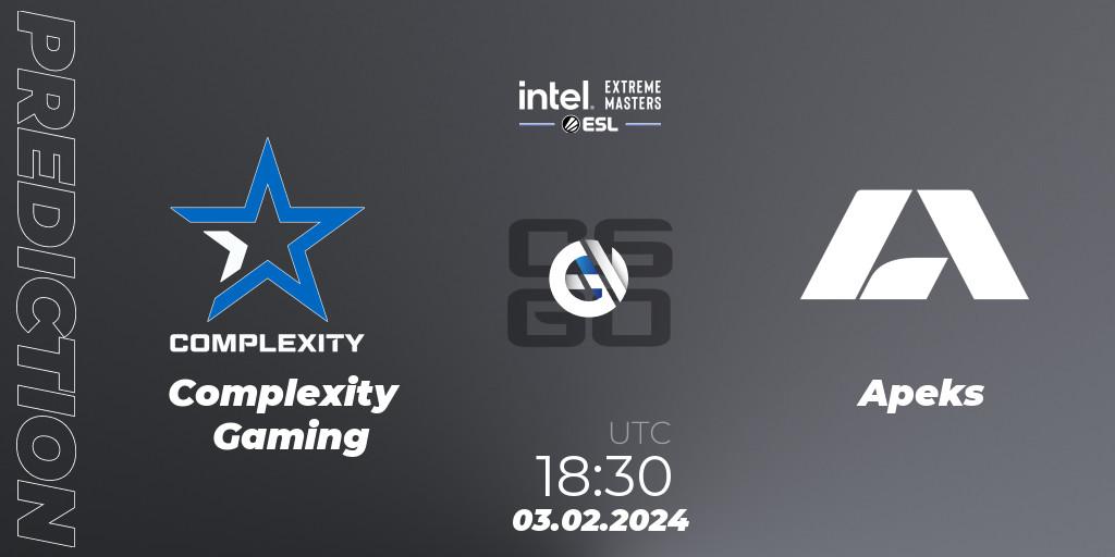 Complexity Gaming contre Apeks : prédiction de match. 03.02.24. CS2 (CS:GO), IEM Katowice 2024