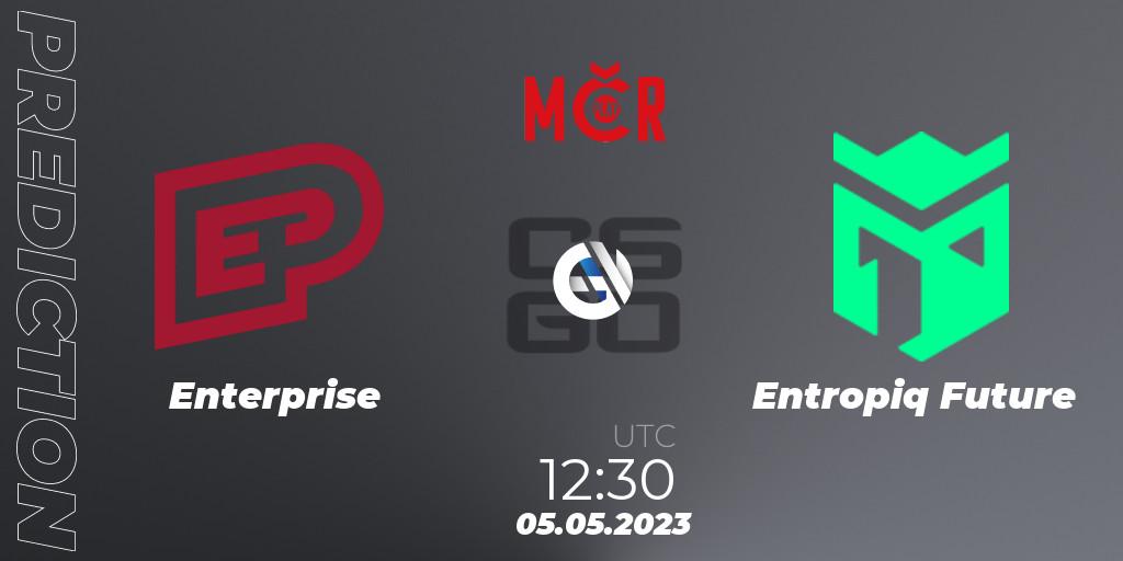Enterprise contre Entropiq Future : prédiction de match. 05.05.2023 at 12:30. Counter-Strike (CS2), Tipsport Cup Bratislava 2023: Closed Qualifier
