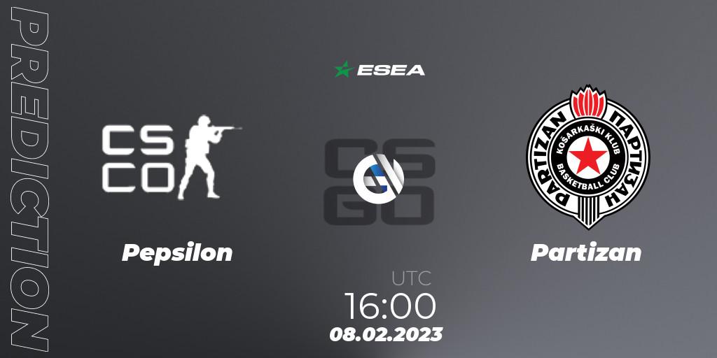 Pepsilon contre Partizan : prédiction de match. 08.02.23. CS2 (CS:GO), ESEA Season 44: Advanced Division - Europe