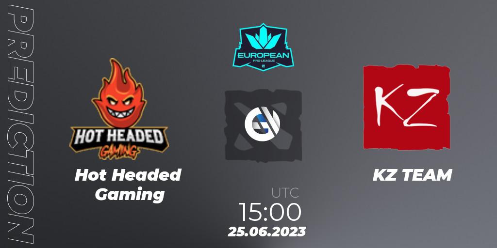 Hot Headed Gaming contre KZ TEAM : prédiction de match. 25.06.2023 at 15:01. Dota 2, European Pro League Season 10